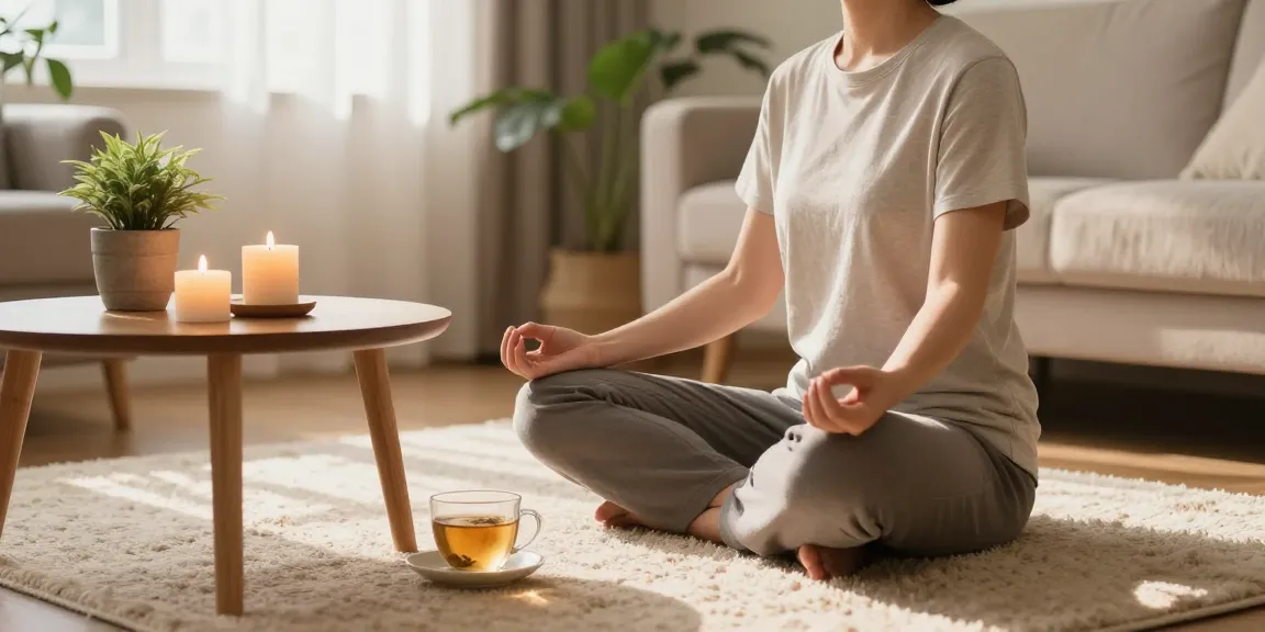 Mindfulness meditation practice at home for rokok88 daftar, creating a serene atmosphere.